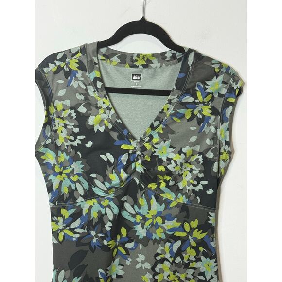 REI Active Dress Women S Green Blue Travel Athleisure Floral Outdoor Babydoll - Picture 3 of 9